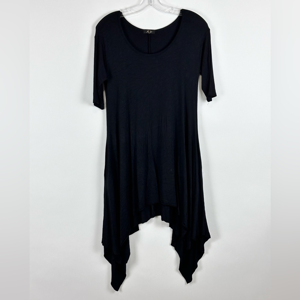 Women's Short Sleeve Solid Tunic w/ Asymmetrical Hem